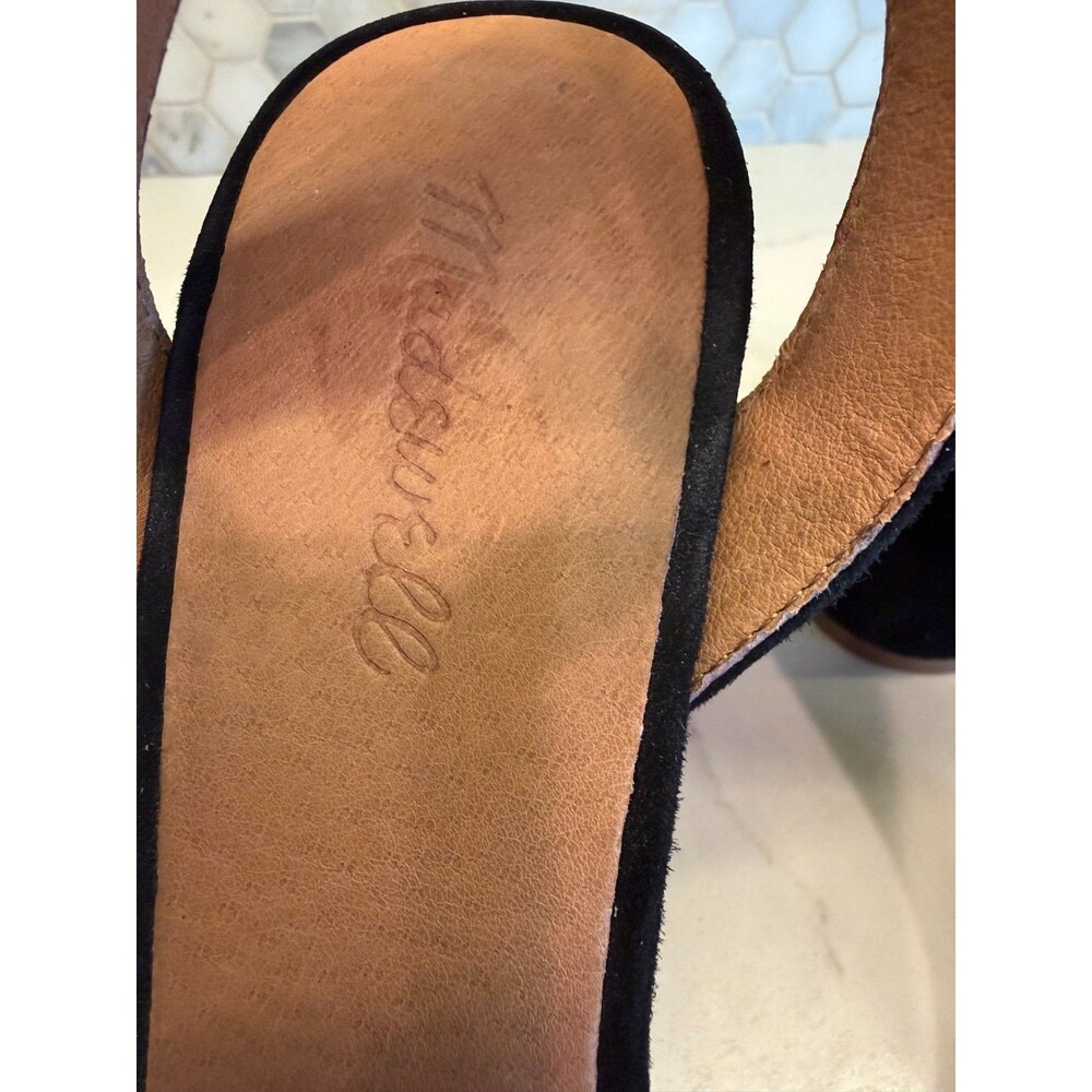 Madewell Womens Rosalie Black Suede Block Heel Ankle Strap Sandal Size 10 - Picture 6 of 11